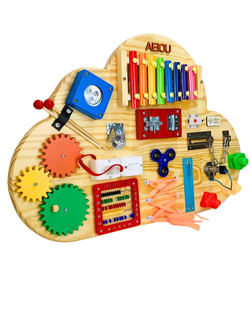Painel Sensorial Educativo Montessori Nuvem + Brinde Exclusivo Hoje!
