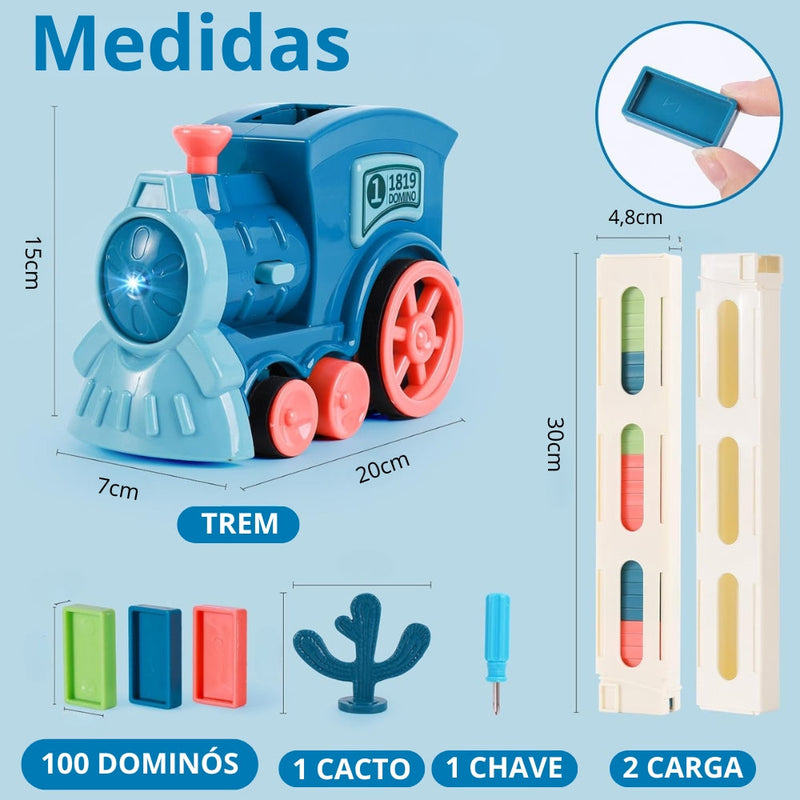 Trem Dominó Educativo ForKids C/ 100 Dominós