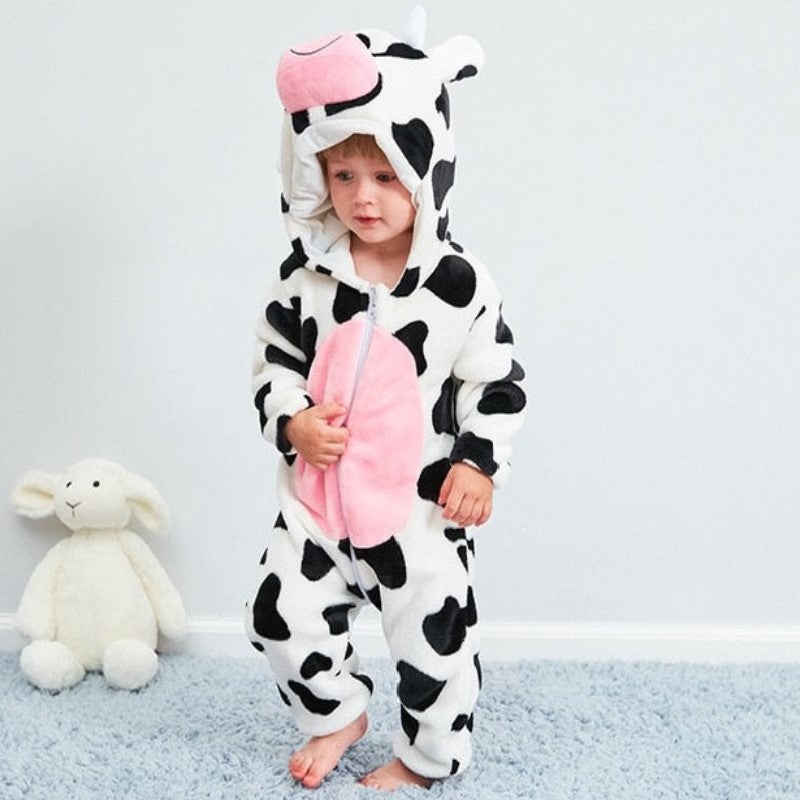 Macacão Inverno Bebê com Capuz Divertido Bichinhos