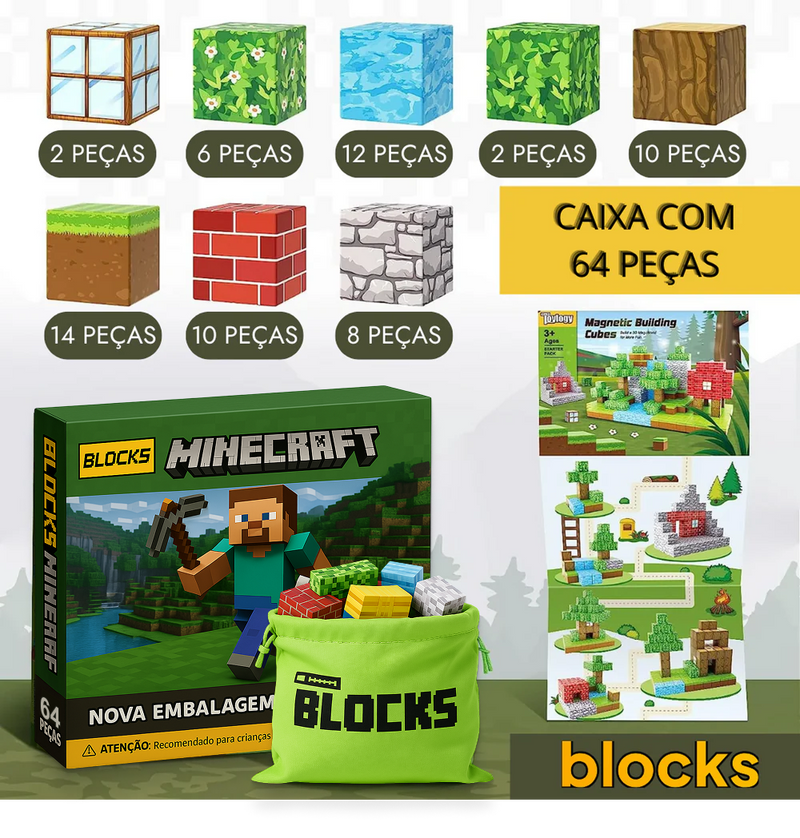 Blocos Magnéticos BLOCKS [+5 Bonecos de BRINDE]