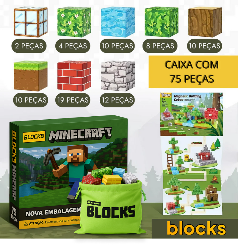 Blocos Magnéticos BLOCKS [+5 Bonecos de BRINDE]